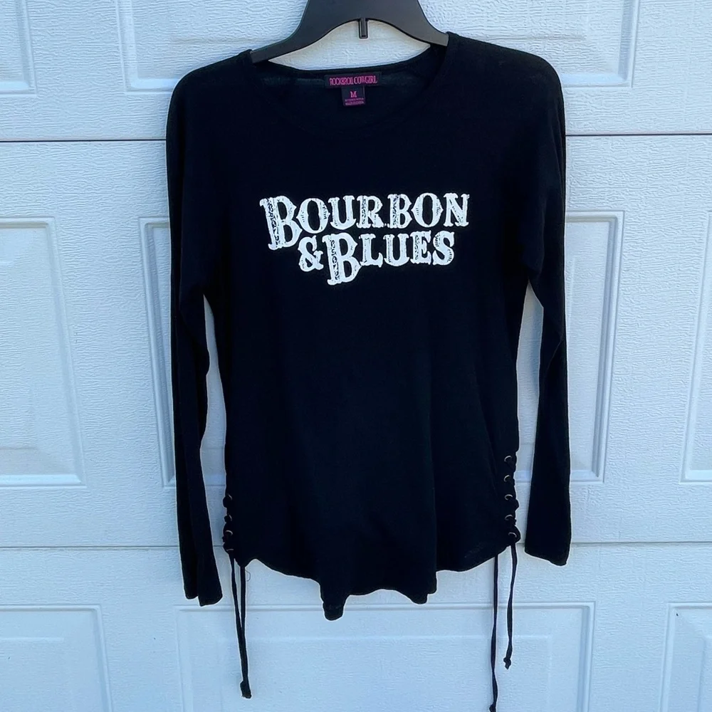Rock & Roll Cowgirl Bourbon & Blues Top Med - Picture 2 of 4